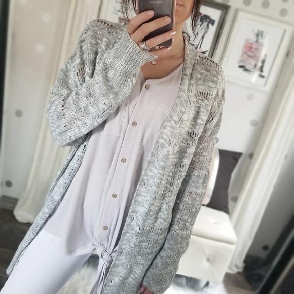 Summer Silver Gray Slinky Pocket Tank Button Top Sleeveless Henley Top - Picture 7 of 8